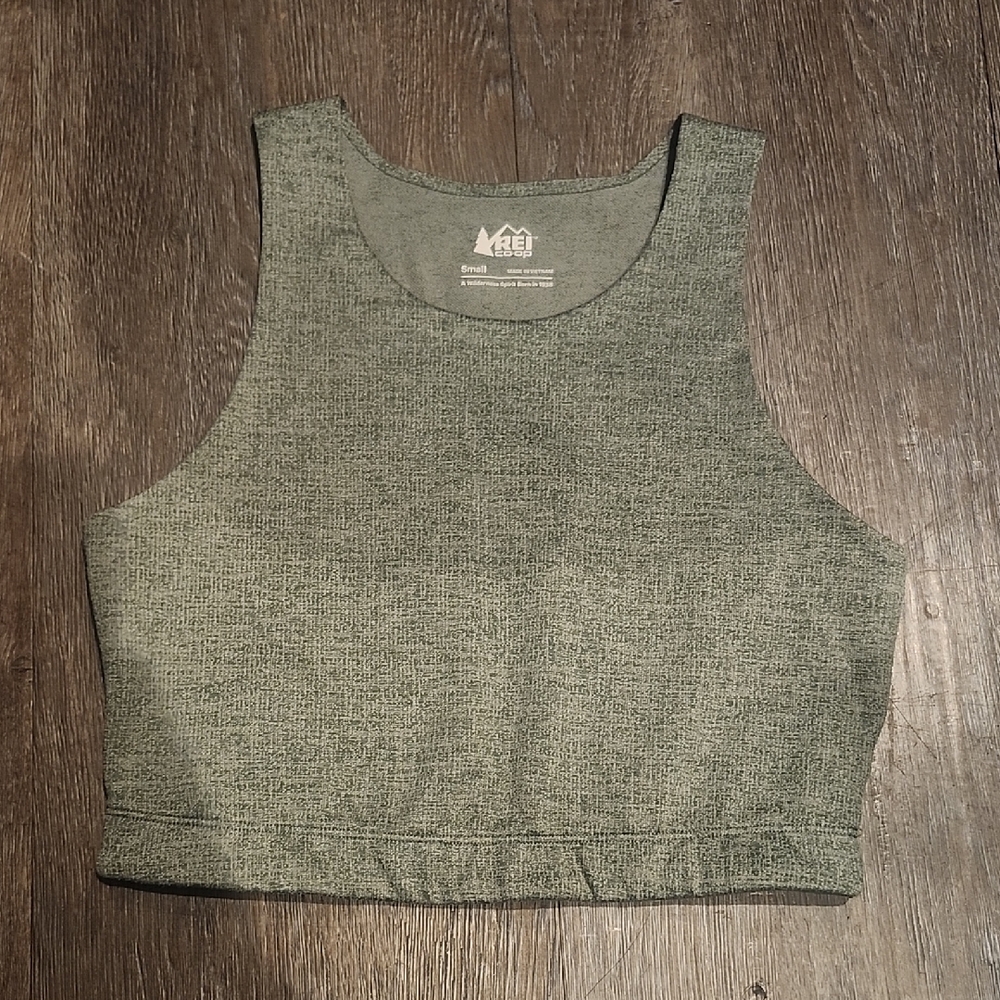 REI Heathered Green Take Your Time Sports Bra Top